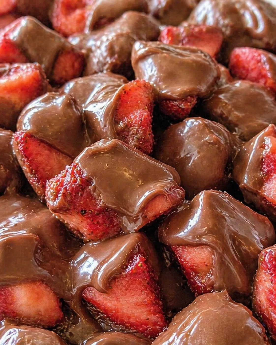 Final plated Frozen Chocolate Covered Strawberry Bites served as a hero shot
