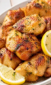 Final plated Air Fryer Lemon Chicken Bites served as a hero shot